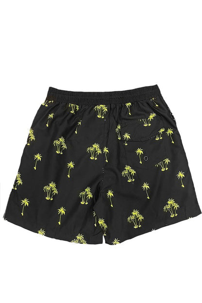 Shorts de baño con estampado de palmeras