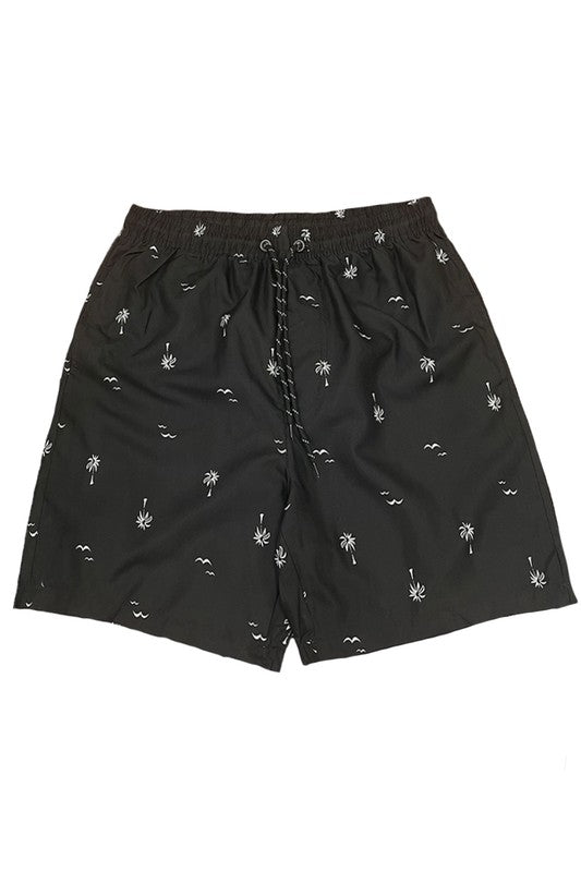 Shorts de baño con estampado de palmeras