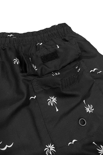 Shorts de baño con estampado de palmeras