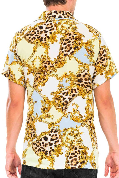 Camisa con botones de guepardo y leopardo