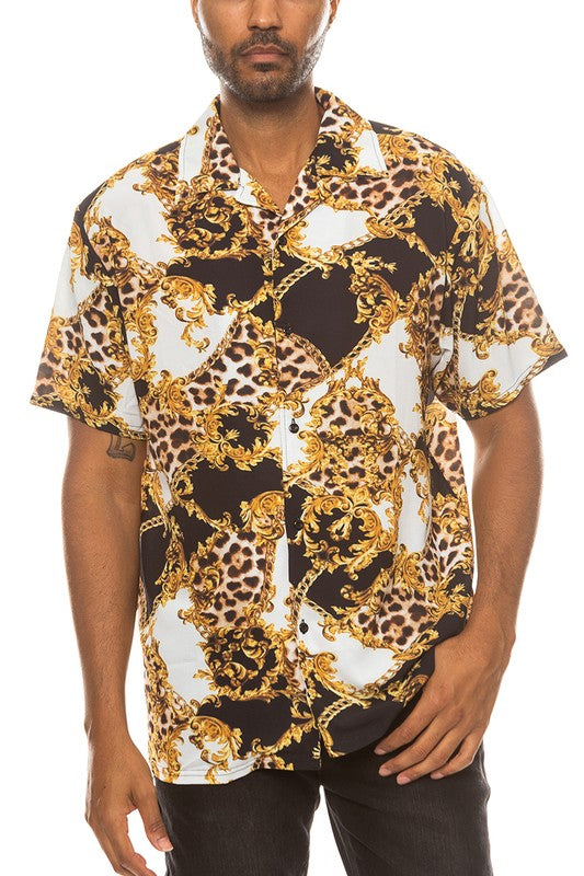 Camisa con botones de guepardo y leopardo