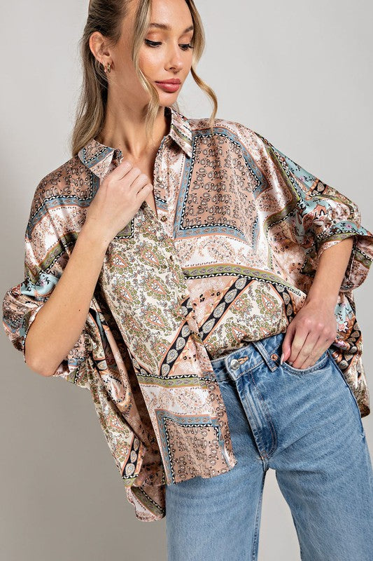 Printed Half Sleeve Blouse Top