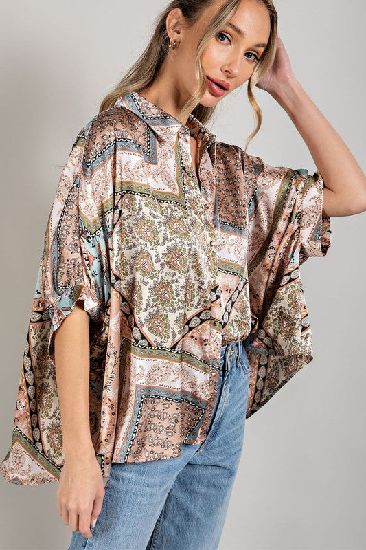 Printed Half Sleeve Blouse Top