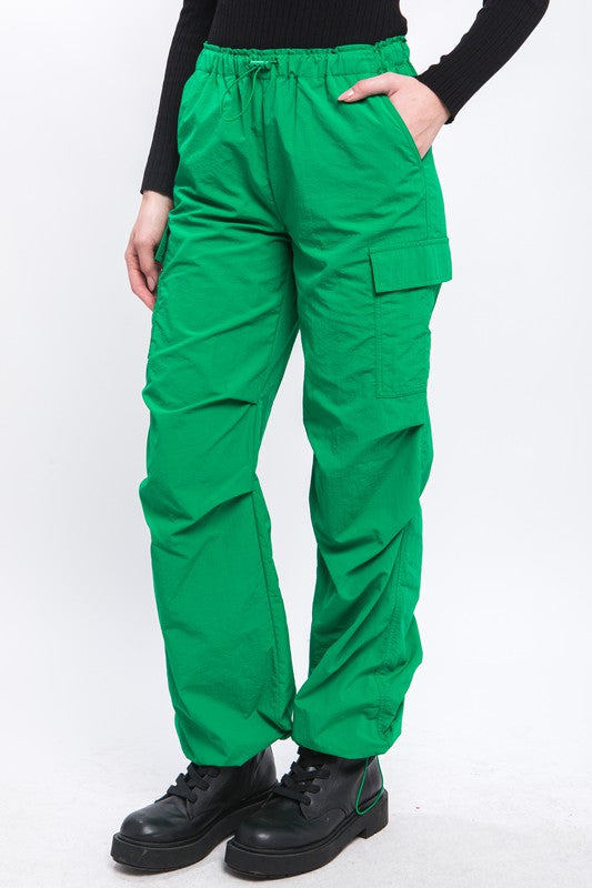 Womens Loose Fit Parachute Cargo Pants