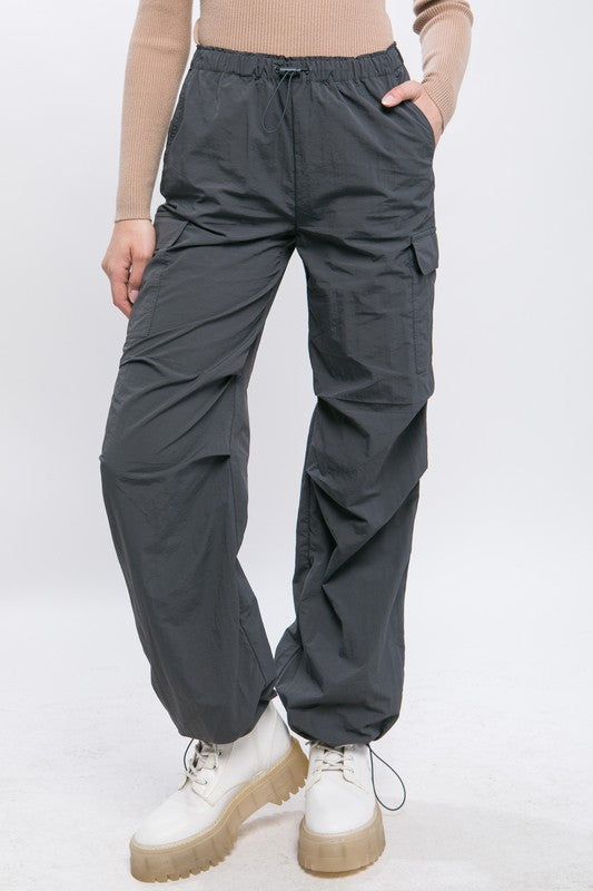 Womens Loose Fit Parachute Cargo Pants