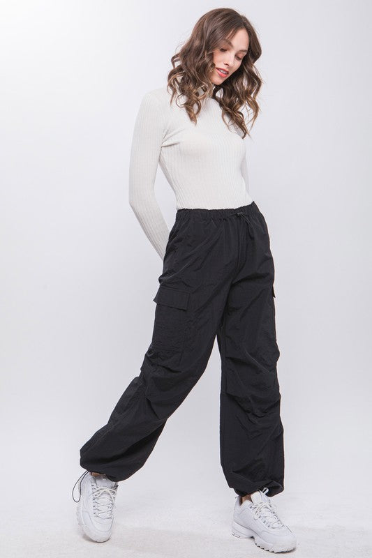 Womens Loose Fit Parachute Cargo Pants