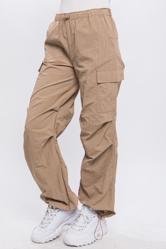 Womens Loose Fit Parachute Cargo Pants