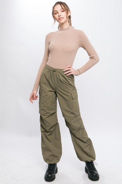 Womens Loose Fit Parachute Cargo Pants