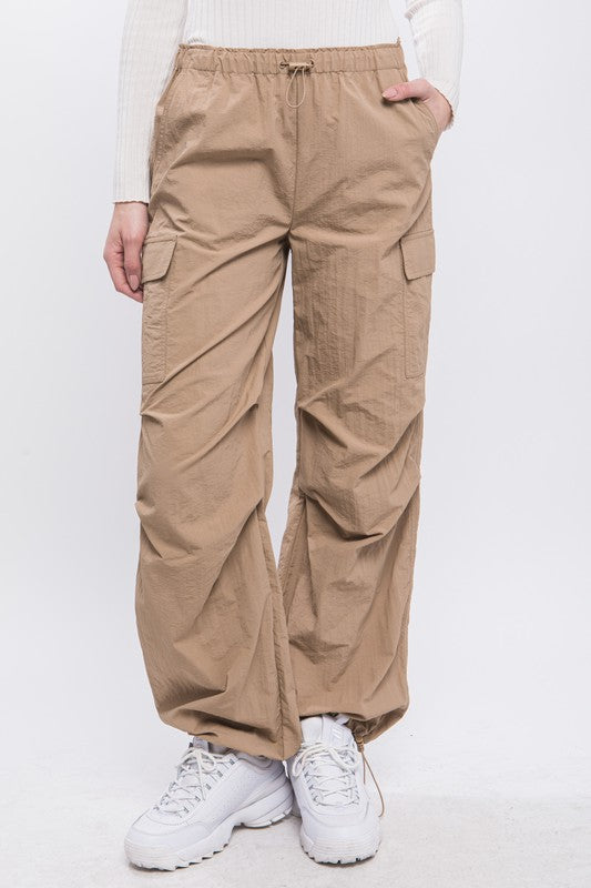 Womens Loose Fit Parachute Cargo Pants