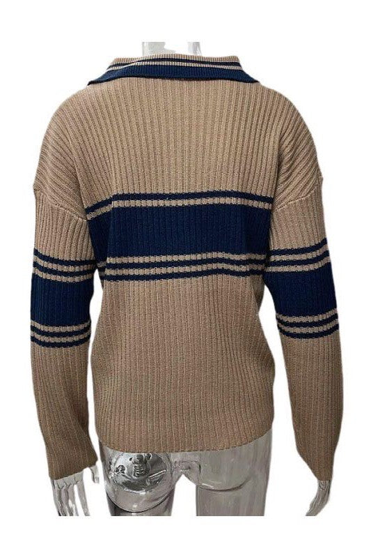 Ribbed polo sweater