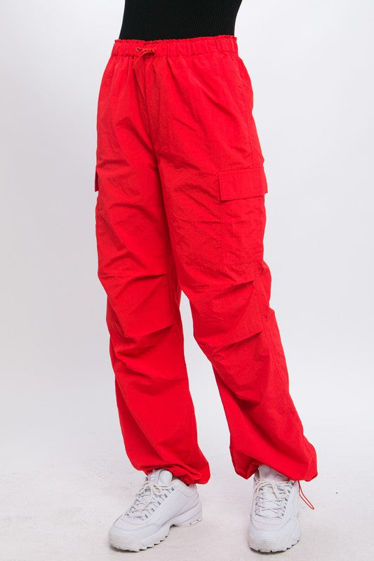 Womens Loose Fit Parachute Cargo Pants