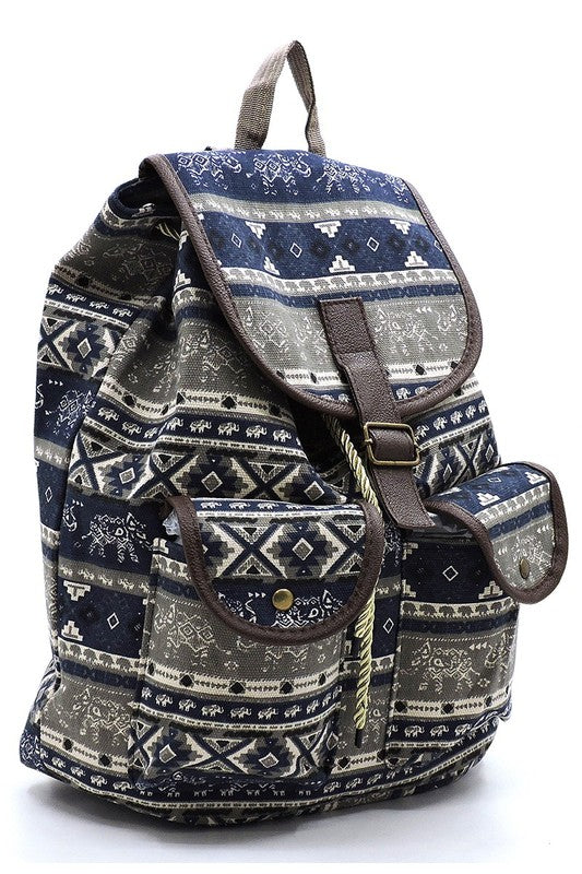 Mochila De Lona Estampada Tribal