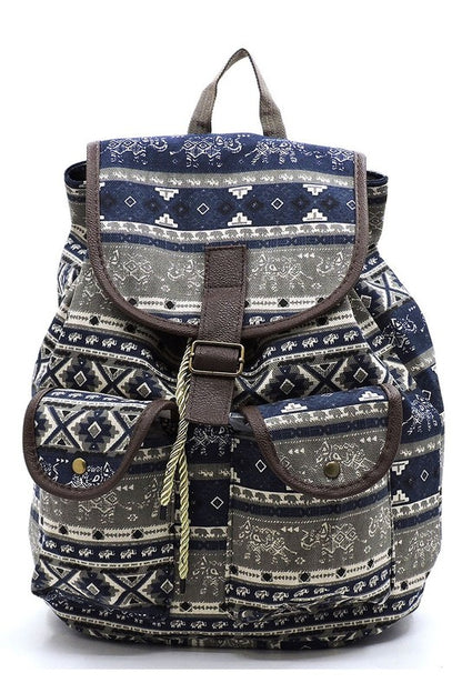 Mochila De Lona Estampada Tribal