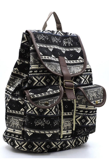 Mochila De Lona Estampada Tribal