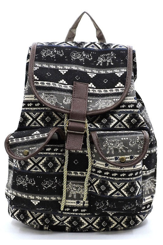 Mochila De Lona Estampada Tribal