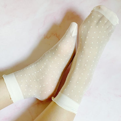 Dots And Strawberries Sheer Socks Set Of 2 Pairs