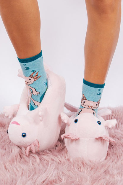 Axolotl Hugs - Lindas pantuflas de animales de peluche para mujer