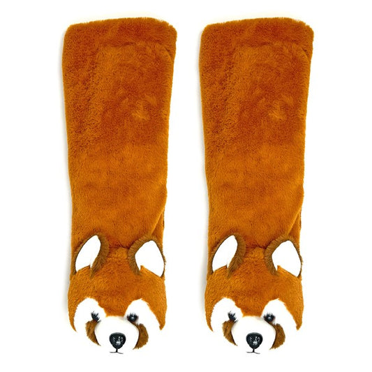 Red Panda - Calcetines tipo pantuflas con animales de peluche para mujer
