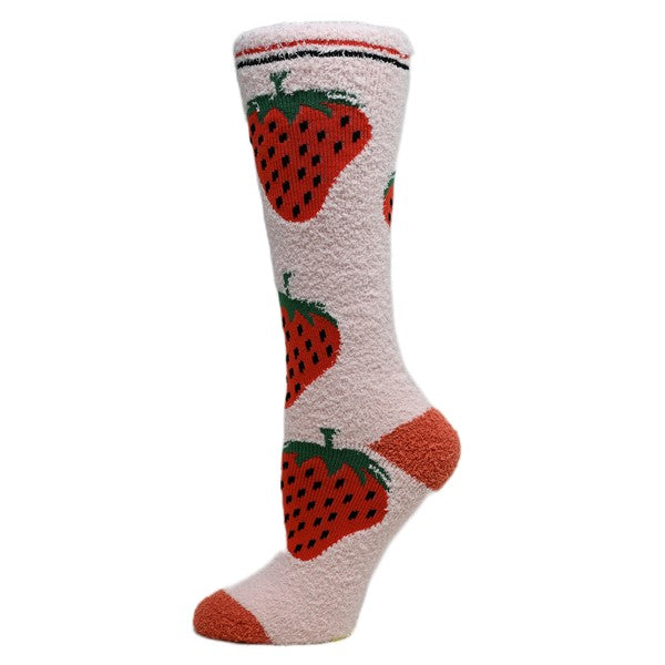 Berry - Women's fuzzy crew socks