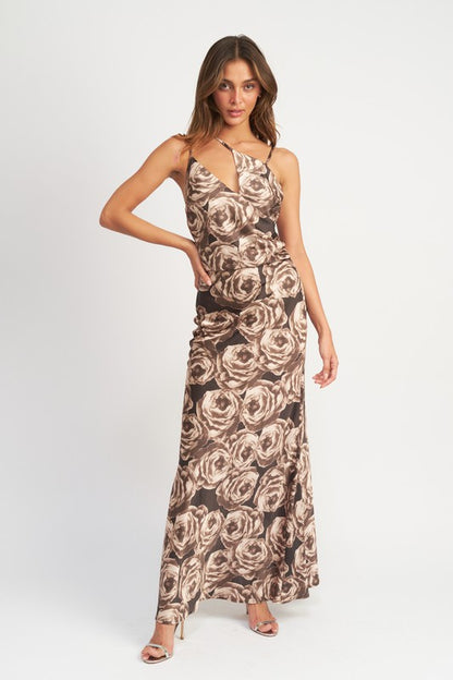 ASYMMETRICAL NECK MAXI DRESS