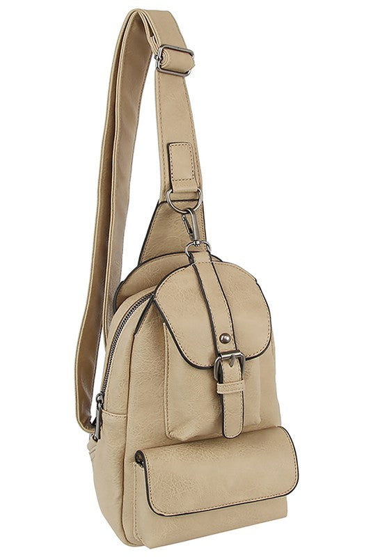 Buckle Pocket Sling Bag Backpack