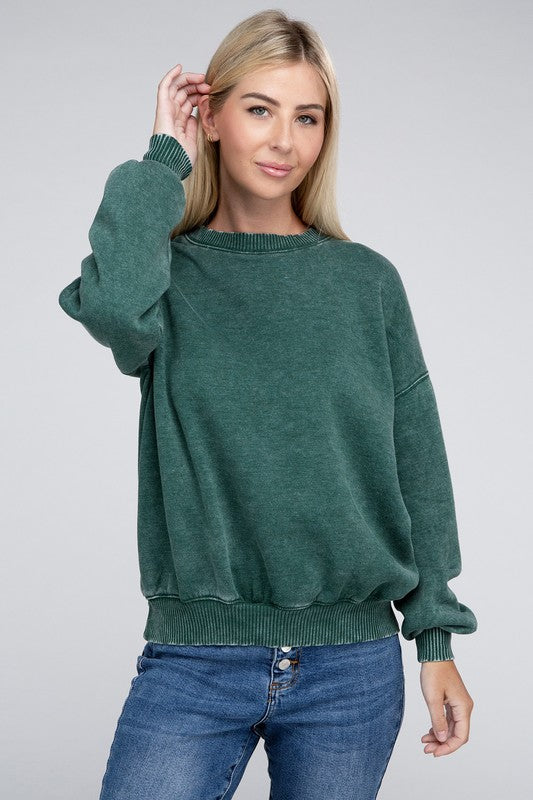 Acid Wash Fleece Oversized Pullover