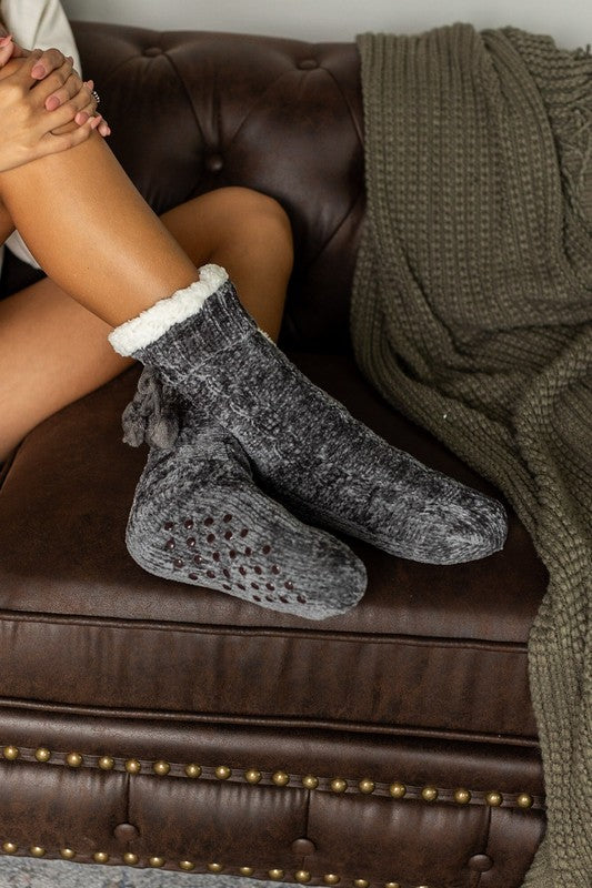 The Meredith - Cozy Fleece lined Pom Socks