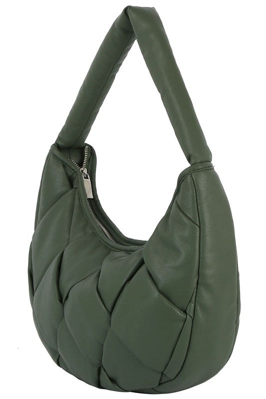 Bolso de hombro tipo hobo tejido hinchado ecostitch