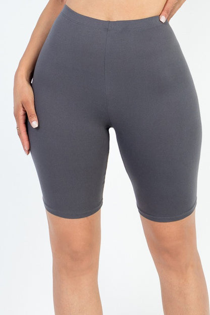 Basic Solid Stretch Active Biker Shorts