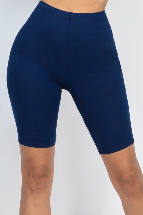 Basic Solid Stretch Active Biker Shorts