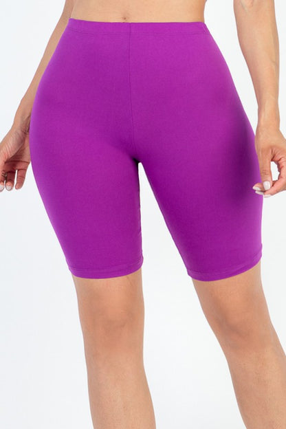 Basic Solid Stretch Active Biker Shorts