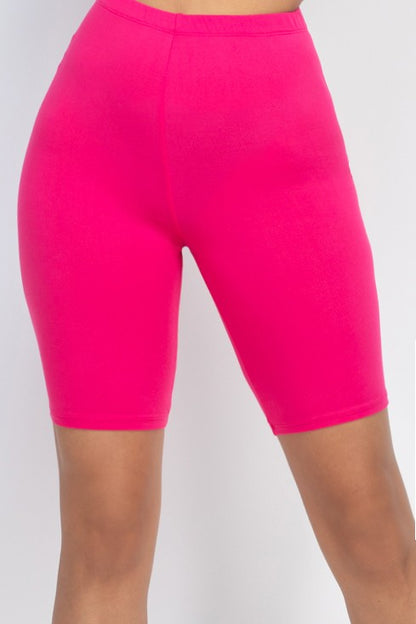 Basic Solid Stretch Active Biker Shorts