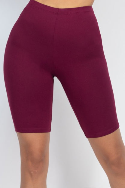 Basic Solid Stretch Active Biker Shorts