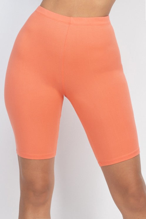 Basic Solid Stretch Active Biker Shorts