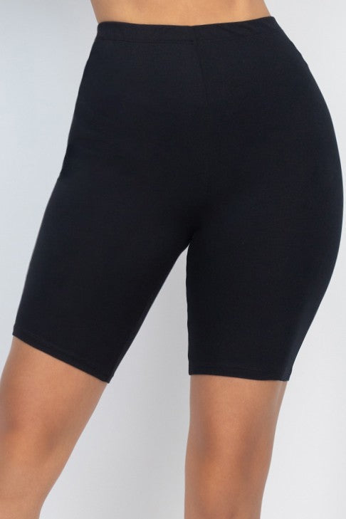 Basic Solid Stretch Active Biker Shorts