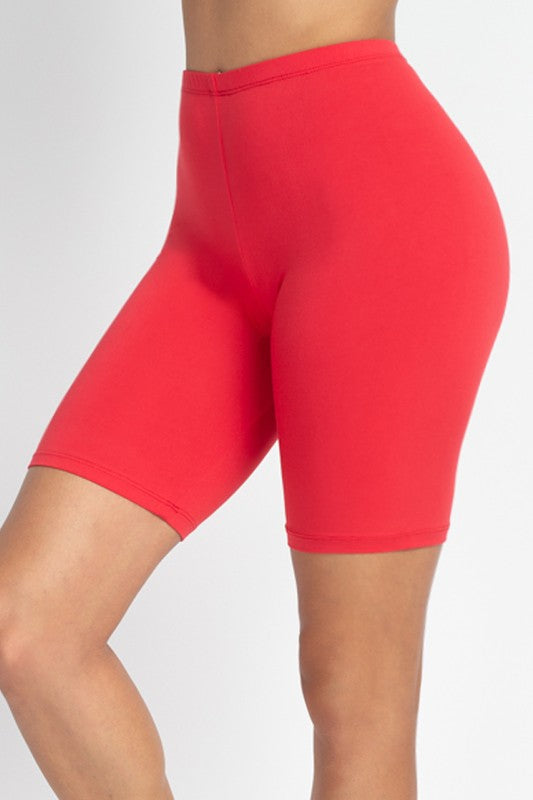 Basic Solid Stretch Active Biker Shorts