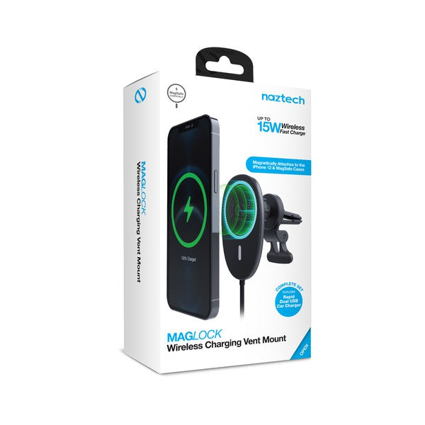 Naztech MagLock 15W Wireless Charging Vent Mount