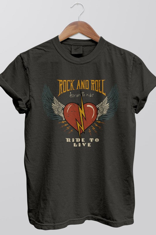 Rock and Roll Born to Ride, camiseta teñida de ropa