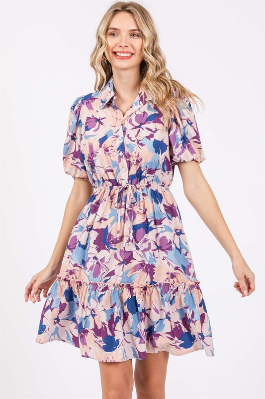 Floral Mini Shirt Dress