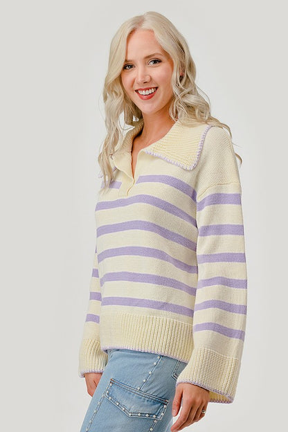 Stripe Pattern Knit Sweater