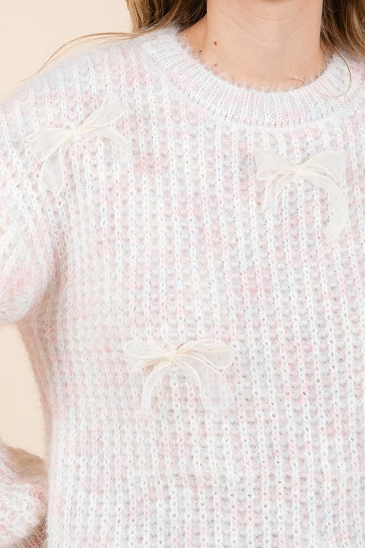 Bow Embroidered Heavyweight Knit Sweater