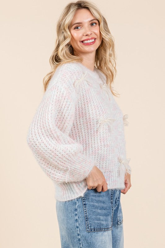 Bow Embroidered Heavyweight Knit Sweater