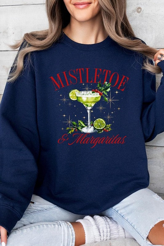 Mistletoe & Margaritas Graphic Fleece Sweatshirts