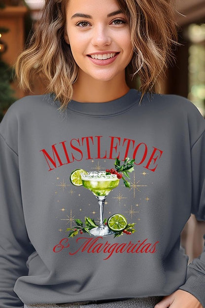 Mistletoe & Margaritas Graphic Fleece Sweatshirts