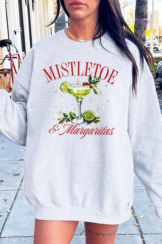 Mistletoe & Margaritas Graphic Fleece Sweatshirts