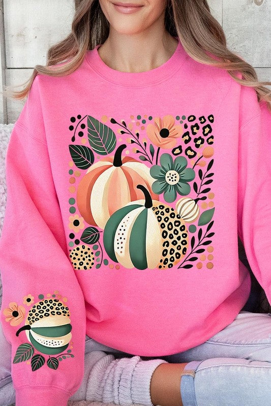 Boho Fall Leopard Pumpkins Graphic Sweatshirts