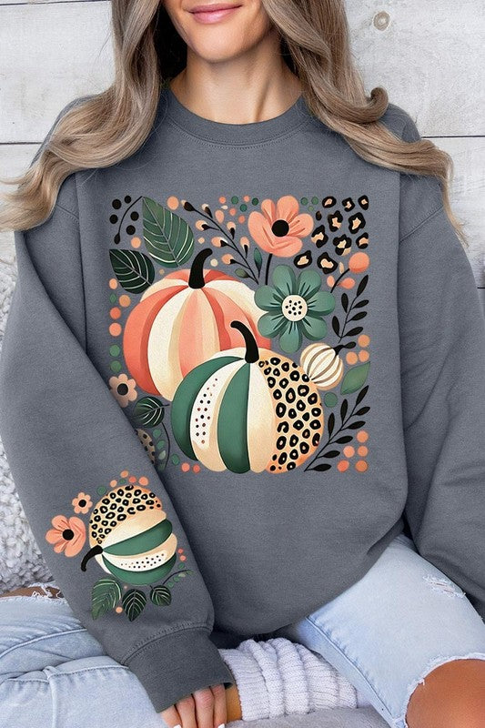 Boho Fall Leopard Pumpkins Graphic Sweatshirts