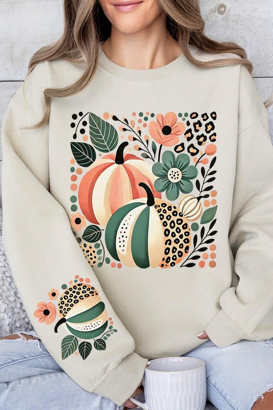 Boho Fall Leopard Pumpkins Graphic Sweatshirts