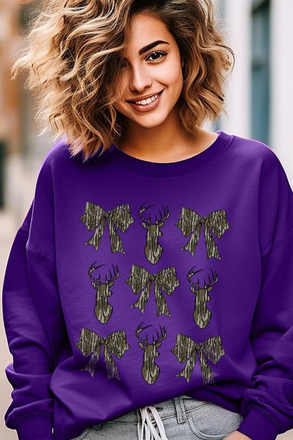 Deer Hunting Camo Bow Graphic Fleece Sweatshirts