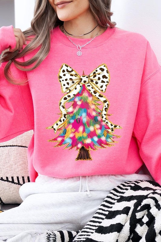 Faux Glitter Colorful Christmas Tree Sweatshirts